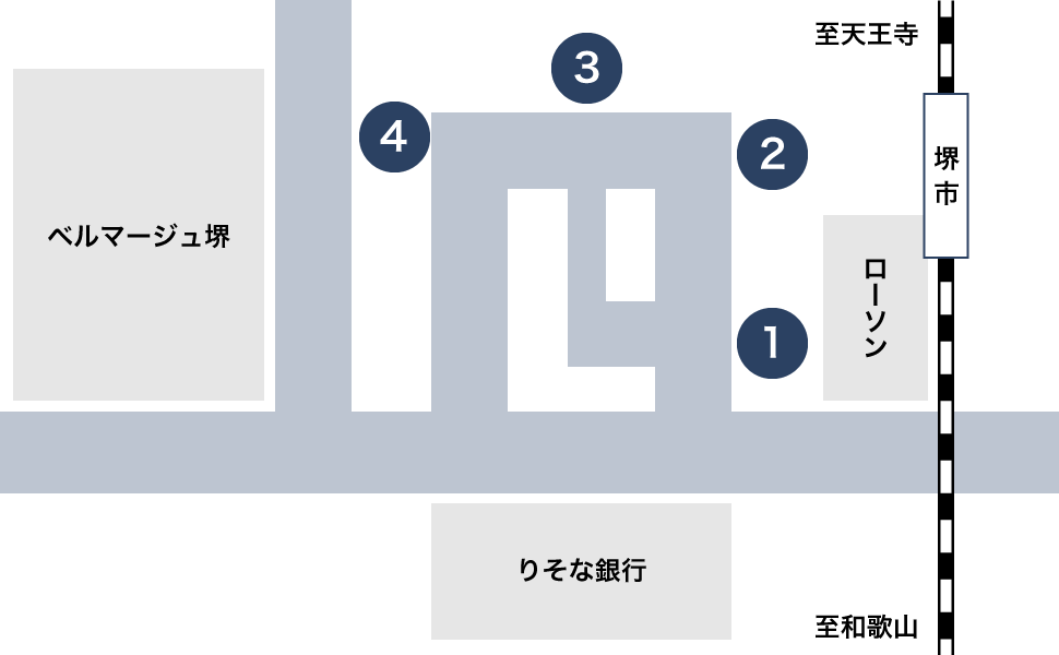 阪和堺市駅前バスのりばマップ